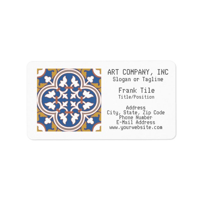 Étiquette Motif de Carrelage coloré (Devant)
