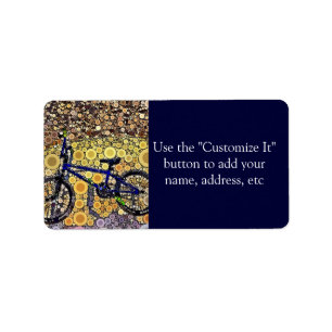 Étiquette Motif de mosaïque bleu frais de cercle