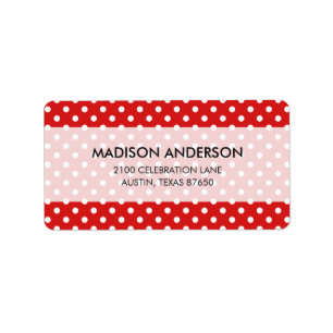 Étiquette Motif de pois rouge et blanc