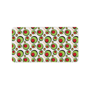 Étiquette motif d'olives vertes