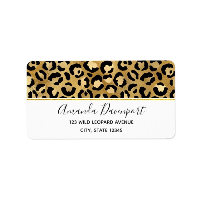 Étiquette Motif Empreinte de léopard en or et noir (Devant)