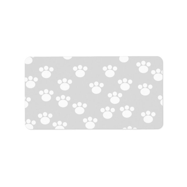 Étiquette Motif Empreinte de patte blanc et gris clair. (Devant)