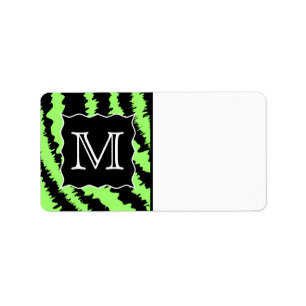 Étiquette Motif fait sur commande de zèbre de vert et de