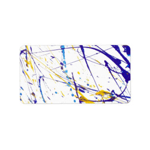 Étiquette Motif jaune bleu moderne d'éclaboussures