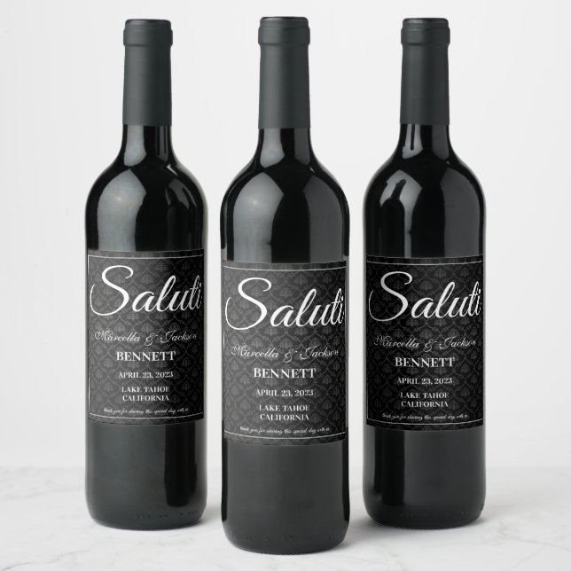 Étiquette Motif noir classique (Bouteilles)