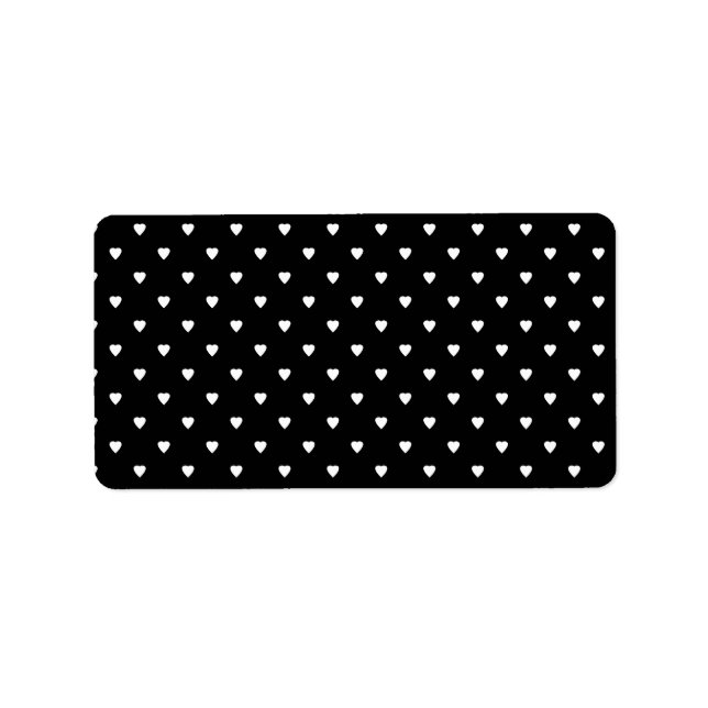 Étiquette Motif noir et blanc - Coeurs. (Devant)