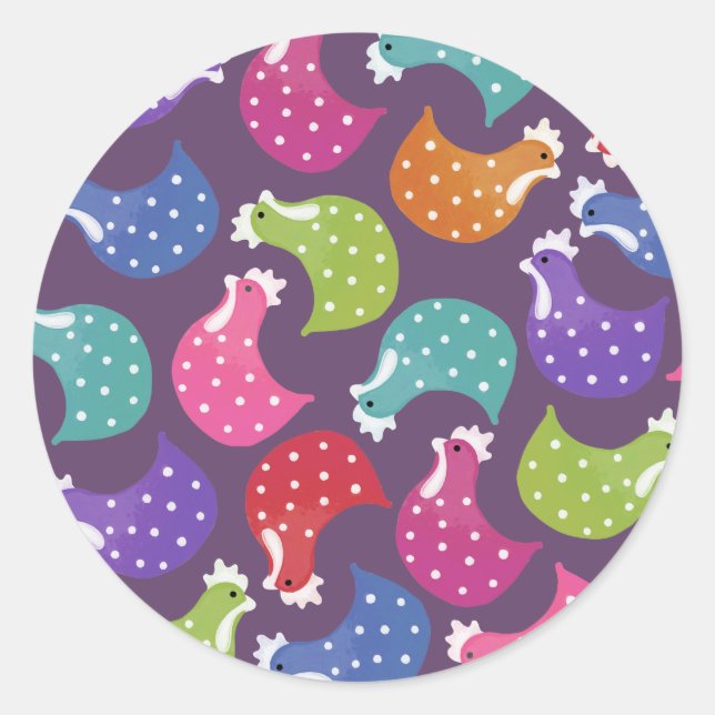 Étiquette Motif Rainbow Chicken Hen (Devant)