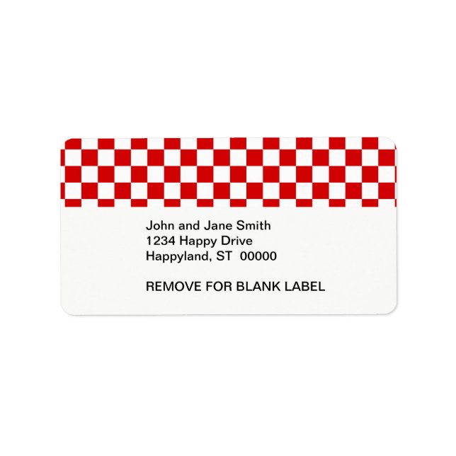 Étiquette Motif rouge et blanc Checker (Devant)
