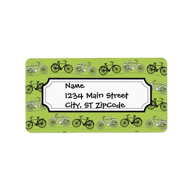 Étiquette Motif Vélos Vintages verts Imprimer (Devant)
