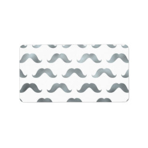 Étiquette Moustache Argent Faux Foil Métallurgie Moustaches 