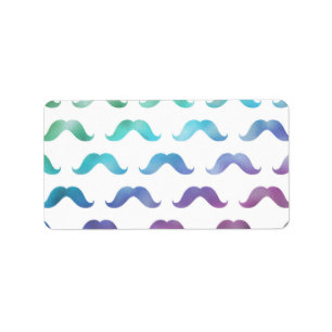 Étiquette Mustache Arc-en-ciel Faux Foil Métallurgie Moustac