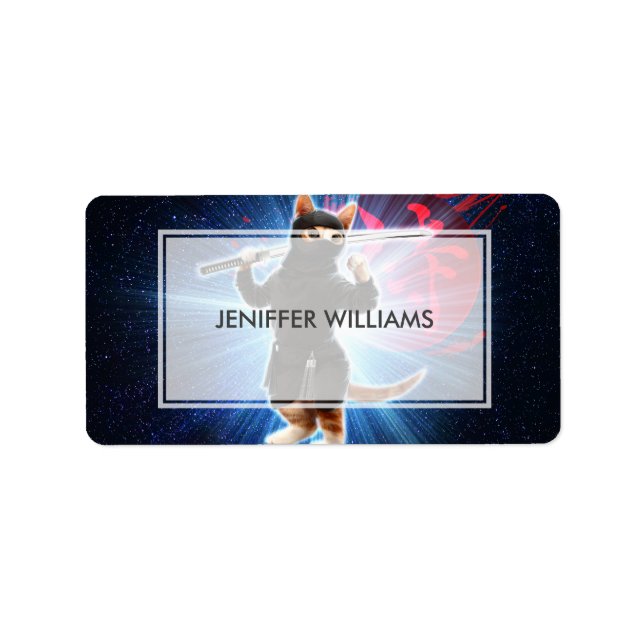 Étiquette Ninja Chat dans l'espace. (Devant)