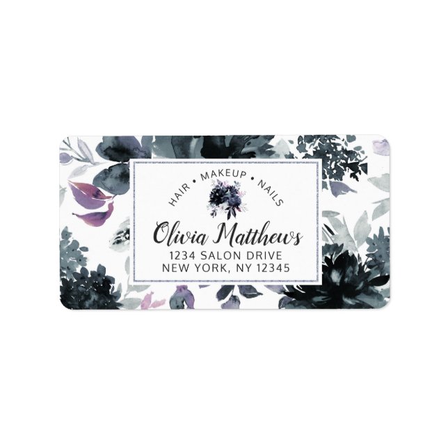 Étiquette Nocturne florale Aquarelle marine Logo personnalis (Devant)