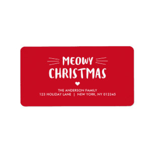 Étiquette Noël à la Meowy Cat   Vacances