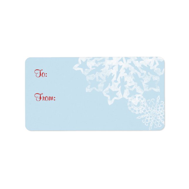 Étiquette Noël aux flocons de neige bleus et blancs (Devant)