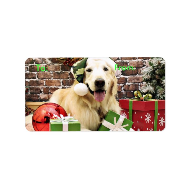 Étiquette Noël - Golden Retriever - Hudson (Devant)