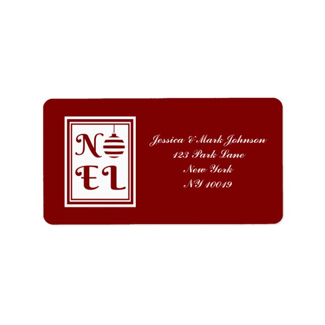 Étiquette NOEL Noël Vacances Rouge et Blanc (Devant)