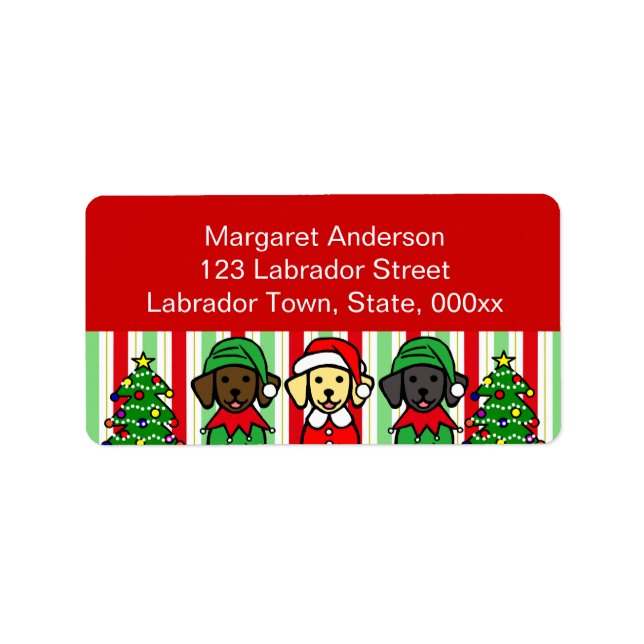 Étiquette Noël Trois Marionnettes du Labrador en costumes (Devant)