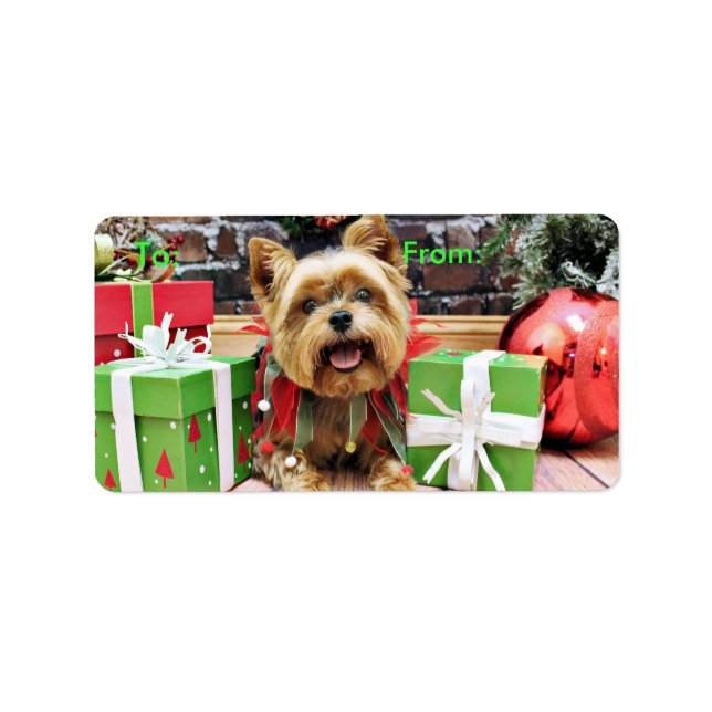 Étiquette Noël - Yorkie - Sunny (Devant)
