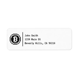 Étiquette noir à 8 bits du logo de Bitcoin BTC