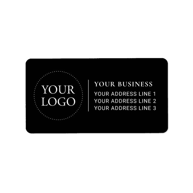 Étiquette Noir & Blanc | Logo d'entreprise personnalisé (Devant)