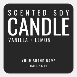 Étiquette noir cosmétique pour emballage de bougie
