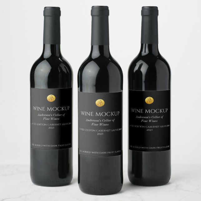 Étiquette noir Elégant Étiquettes de vin personnal (Bouteilles)