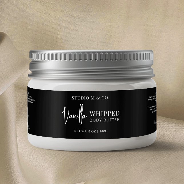 Étiquette noir minimaliste pour le beurre de sucre (Simple, yet stylish, black labels for jars including space for the product details & ingredients)