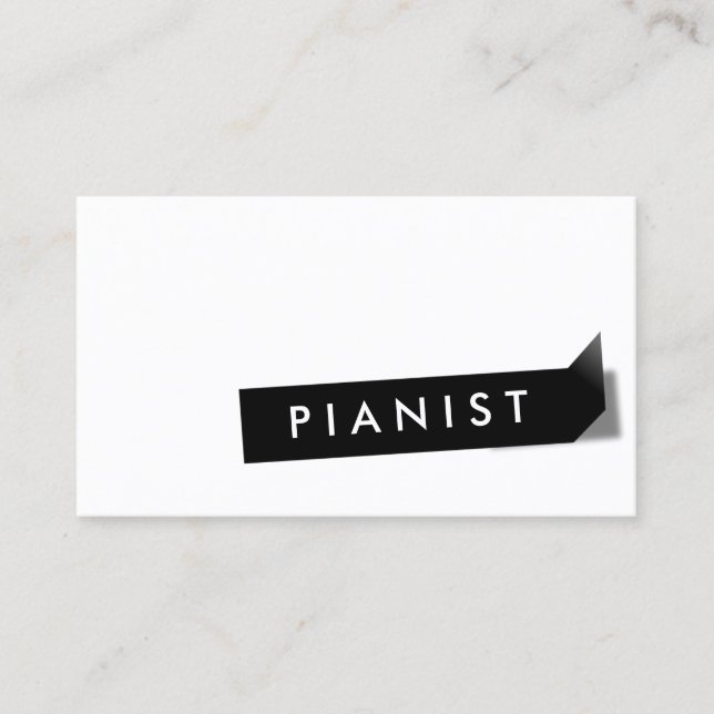 Étiquette noir moderne Carte de visite de pianiste (Devant)