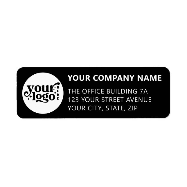 Étiquette noire de l'adresse de retour avec logo d (Devant)