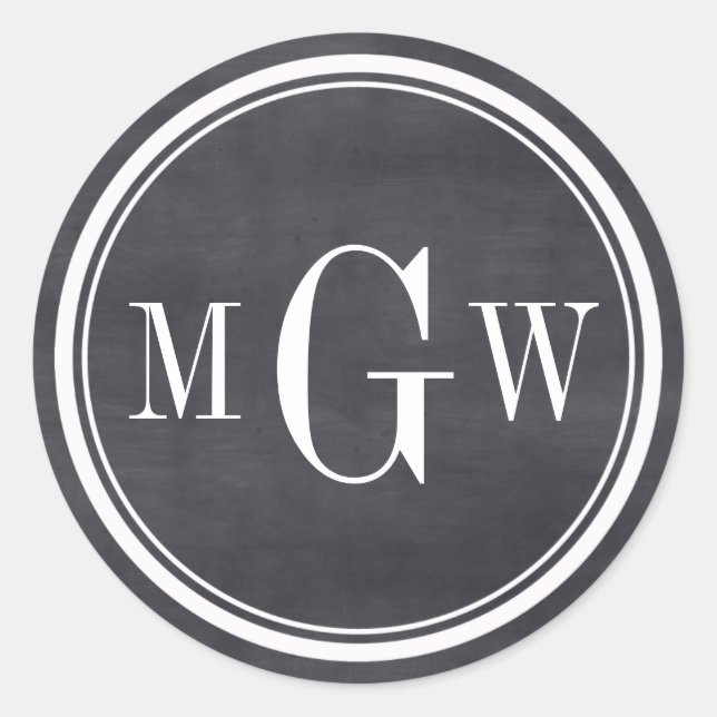 Étiquette noire Monogramme Enveloppe Phoques Favor (Devant)