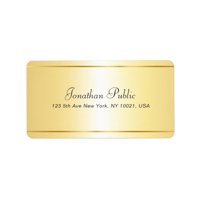 Étiquette Nom de script manuscrit Elegant Gold Modèle (Devant)