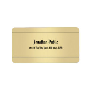 Étiquette Nom manuscrit classique Gold Look Cool Adresse