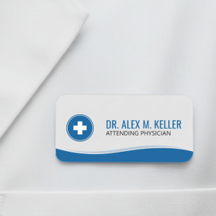 Étiquette nominative médicale Vague bleue infirm