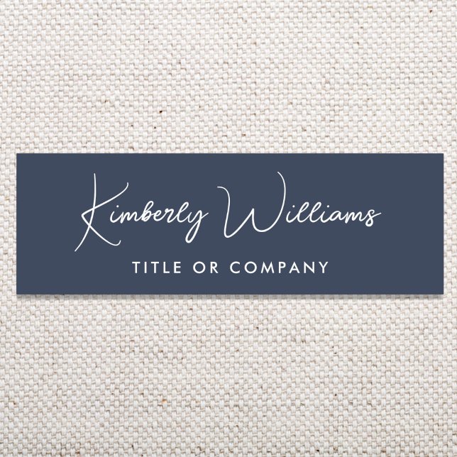 Étiquette nominative professionnelle Chic Script B (Chic Script Professional Black Name Tag)