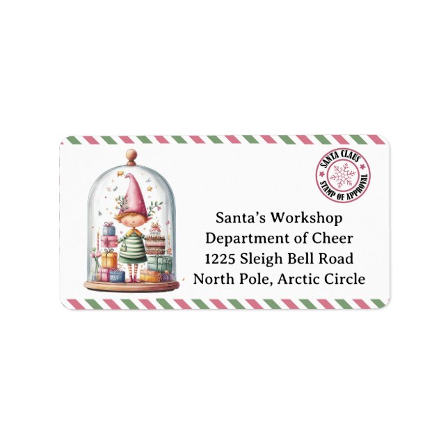 Étiquette North Pole Mail | Enchanted Elf (Devant)