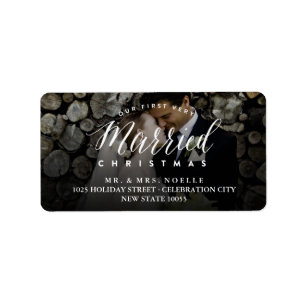 Étiquette Notre premier Noël très marié Mr & Mrs Mariage