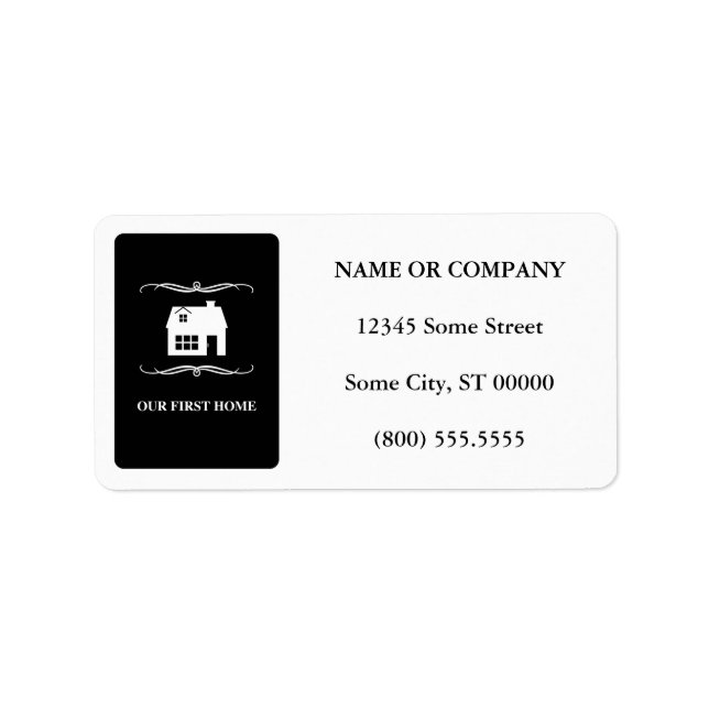 Étiquette notre première maison (mod noir et blanc) (Devant)