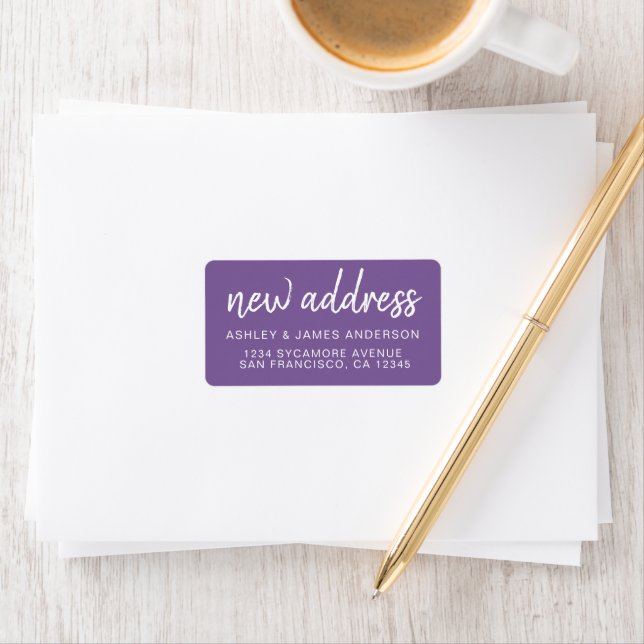 Étiquette Nous avons déplacé Classic Purple Nouvelle Adresse (En situation)