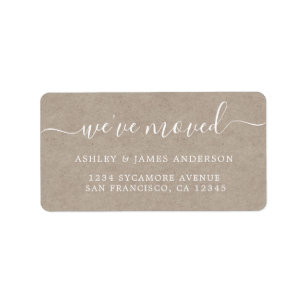 Étiquette Nous avons déplacé Kraft Paper New Address étiquet