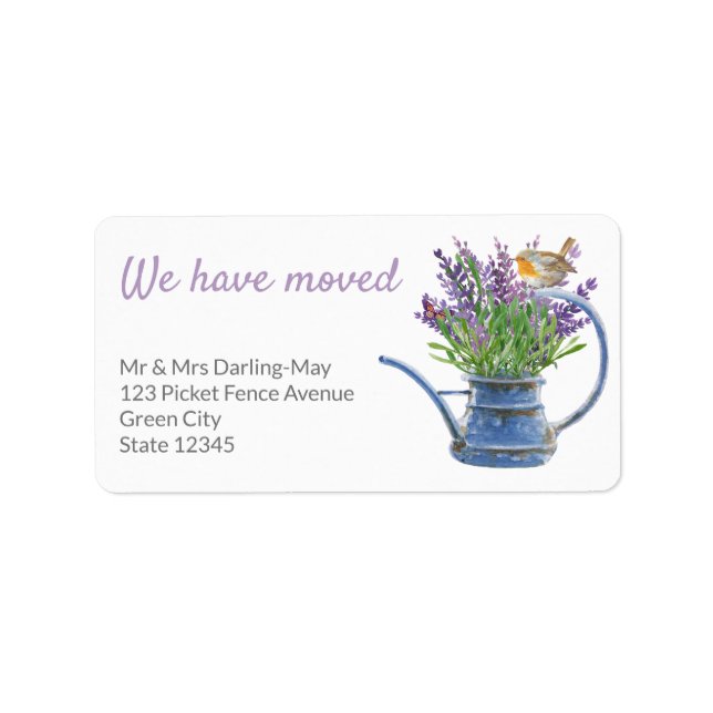 Étiquette Nous avons déplacé Rustic Lavender Robin Adresse d (Devant)