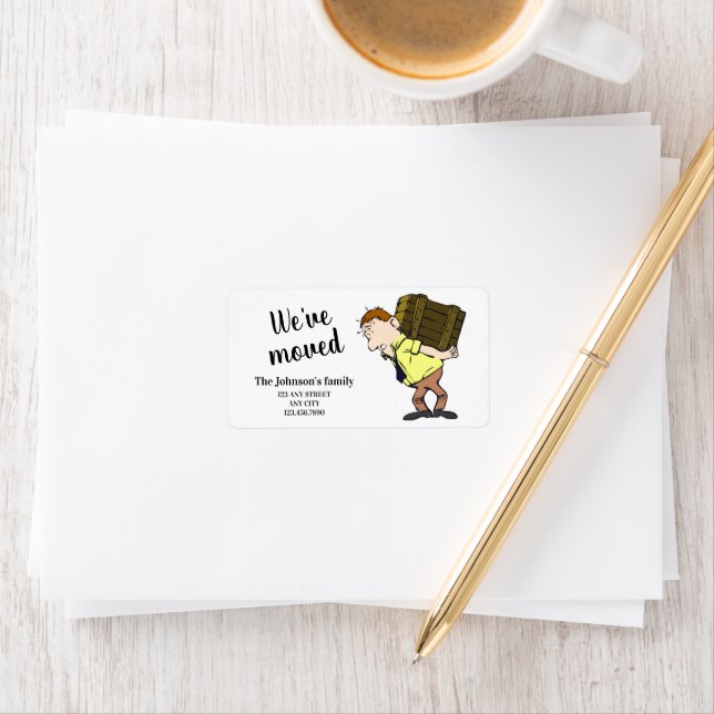 Étiquette Nous avons modifié l'adresse (En situation)