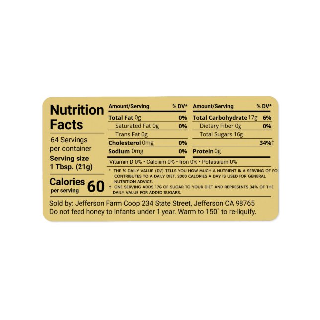 Étiquette Nouveau produit tabulaire de la valeur nutritive d (Devant)