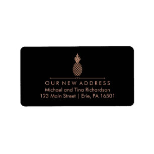 Étiquette Nouvelle adresse avec Faux Rose Gold Look Ananas