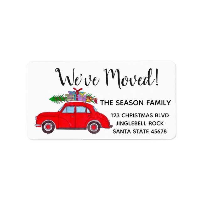 Étiquette Nouvelle voiture d'adresse avec arbre de Noël Aqua (Devant)