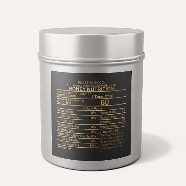 Étiquette Nutritionnel Luxury Gold Et Black Honey (Créateur téléchargé)