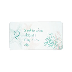 Étiquette Ocean Breeze Beach Wedding Monogramme
