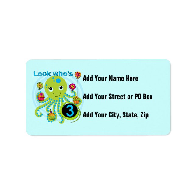 Étiquette Octopus 3e anniversaire T-shirts et cadeaux (Devant)