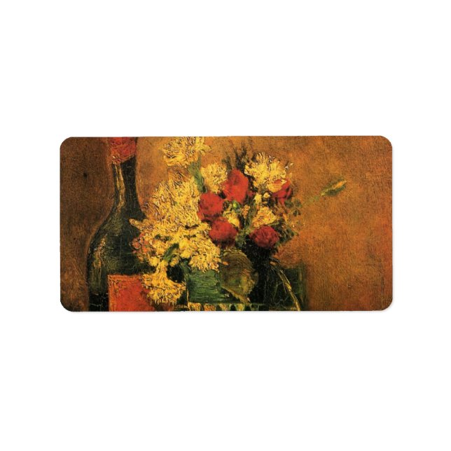 Étiquette Oeillets, Roses et une bouteille de Vincent van Go (Devant)