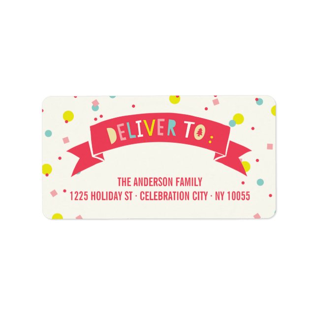 Étiquette Oh What Fun Banner Confetti Holiday Adresse de ret (Devant)